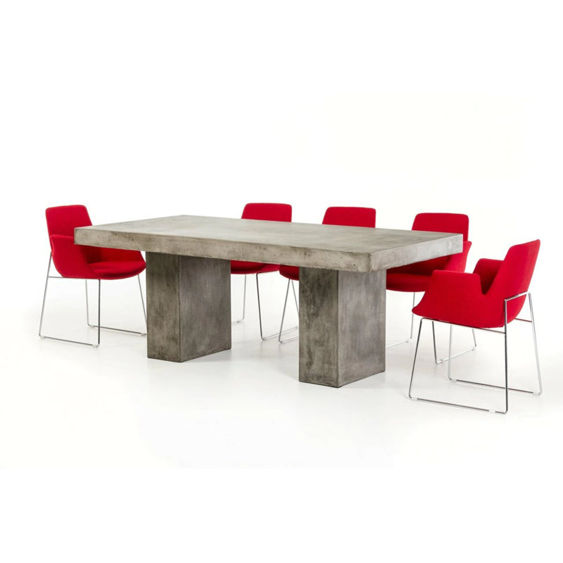 Orren Ellis Quitman 79'' Concrete Trestle Dining Table Wayfair